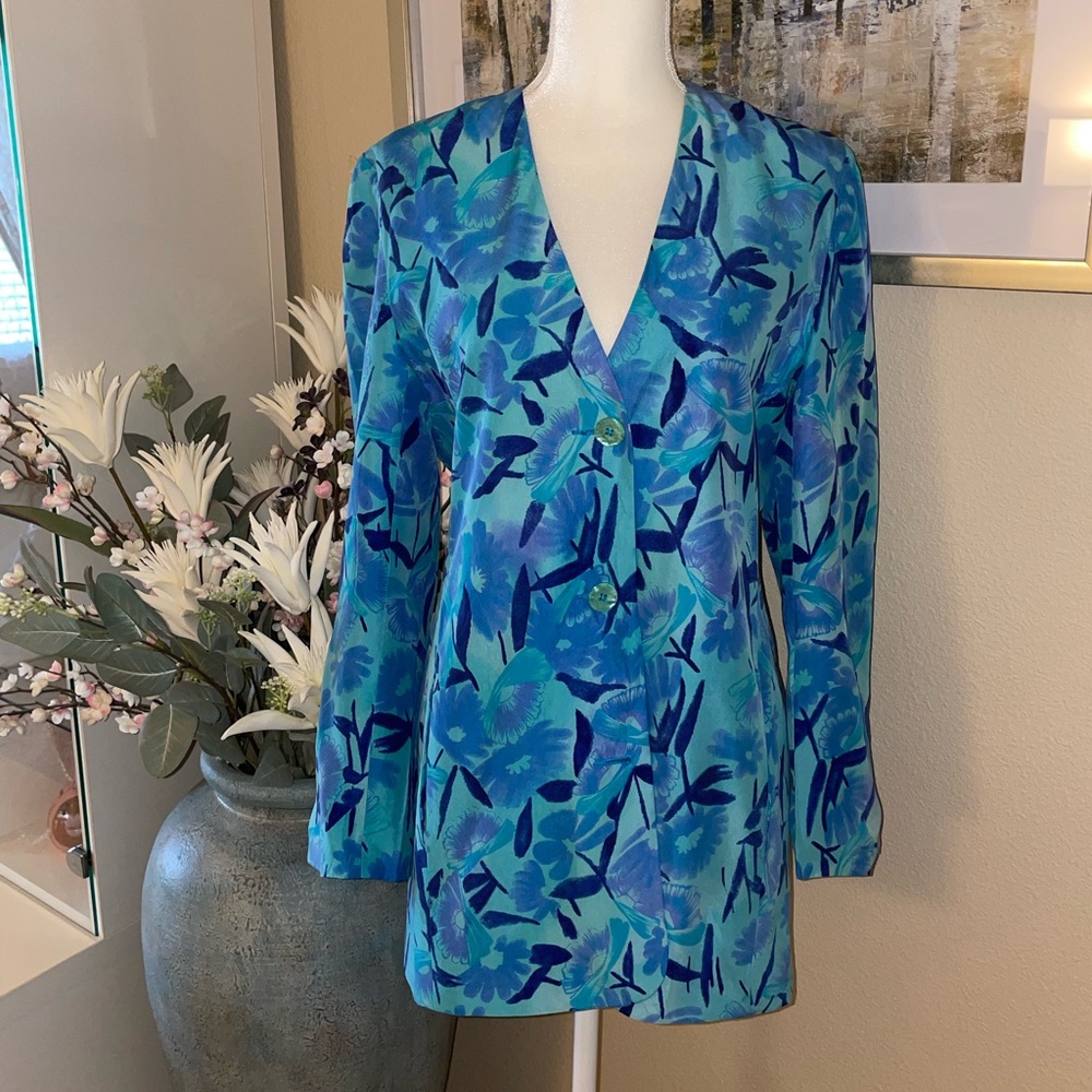Collection blue blazer 100% silk